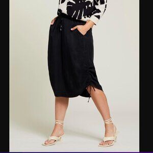 Tribal Skirt with Side Ruching and Ties - Black - Small